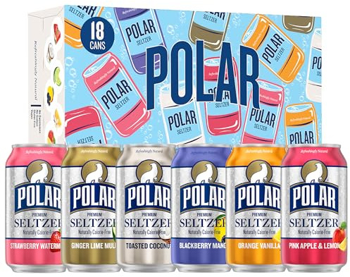 Polar Seltzer Water Sampler Variety Pack, 12 fl oz cans, 18 pack