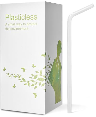 200 Count 100% Plant-Based Compostable 10.25 in Long PLA Straws-Plasticless Biodegradable Bendy Drinking Straws-A Fantastic Eco Friendly Alternative to Plastic Straw