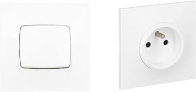 Legrand - Poussoir Neptune - 6A - Blanc + Legrand - Prise de courant avec terre Neptune - Blanc