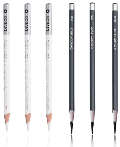 Weiß Skizze Bleistift, Professionell Zeichnen Kohlestift, Skizzieren Highlight Pen, Weiß Kohle Bleistift, Kohlestifte Zum Zeichnen, Zeichenstifte Werkzeuge für Fine Art Supplies, Weich/Mittel/Hart