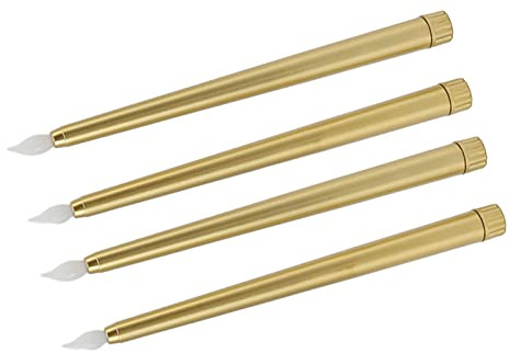 Akozon 4 Stück LED, Sicher, Umweltfreundlich, Warmes Licht, Elektrische Stabkerze, Weiße Kerzen, Rauchfrei, Flammenlos (GOLD)