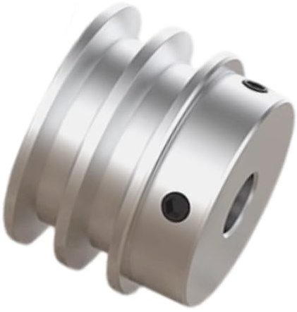 CHANCS Aluminiumlegierung Doppel-V-Riemenscheibe 40mm OD 15mm Feststehende Riemenscheibe für Motorwellenantrieb 6mm(1/4) PU-Rundriemen