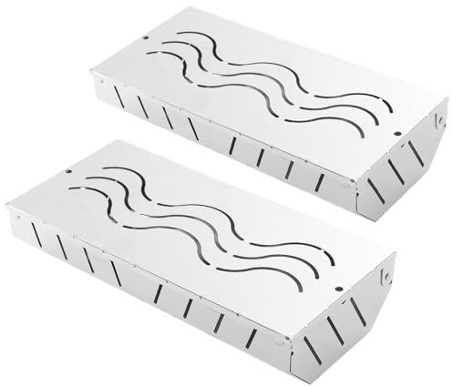 Boîte de fumage pour barbecue, boîte de fumage pour copeaux de bois - 2X boîtes de fumage pour grillades en acier inoxydable avec couvercle à charnière - Fonctionne avec des copeaux de bois, ajoute un