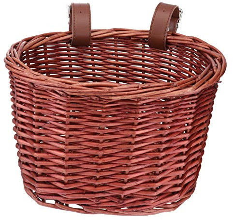 WESIEVYA 1stück Retro Rattan Fahrradkorb Für Junge Mädchen Wicker Frontkorb Braun Für Outdoor-aktivitäten Aufbewahrung Einfach Zu Montieren Robust Und Langlebig Mit Viel Platz Für