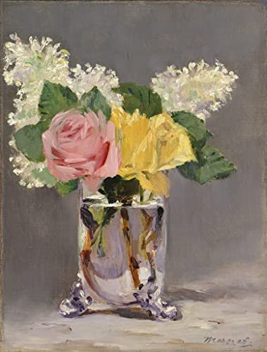 ZHAOSHAN klassischer Kunst Poster Leinwand Tier Bild Flieder und rosen von edouard manet klassischer Kunstdruck für Wanddekoration 60x90cm