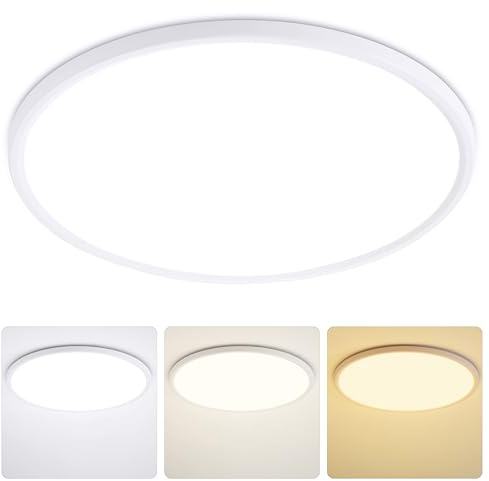 MOONSEA 46W LED Deckenleuchte Flach Ø49cm 3 Farben Deckenlampe LED Rund