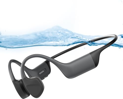 Cuffie Conduzione Ossea Nuoto,Impermeabilità IP68,Auricolari Wireless Bluetooth 5.4 con Microfono, Lettore musicale e Memoria 32GB Integrata Open Ear Auricolari Bluetooth per Corsa,Nuoto (Orange)