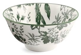 H&H, Set 6 Coppe Margaret in Porcellana Decorata Verde – Diametro 16 cm, Adatte per Lavastoviglie e Microonde