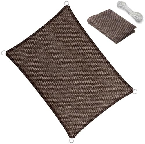 Tenda a Vela Rettangolare 120 x 660 cm, Protezione Solare e Uv, Antistrappo, Traspirante, Antivento, Vela Ombreggiante Quadrata, per Giardino, Terrazza, Marrone