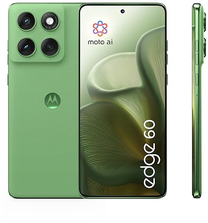 Motorola Edge 60 Smartphone (6,76“-Super-HD-Display, 50-MP-Kamera mit Moto-KI, 12/512 GB, 5200 mAh, Android 15) Pantone Shamrock, inkl. Schutzcover + Handyhalter handverlesen bei Amazon