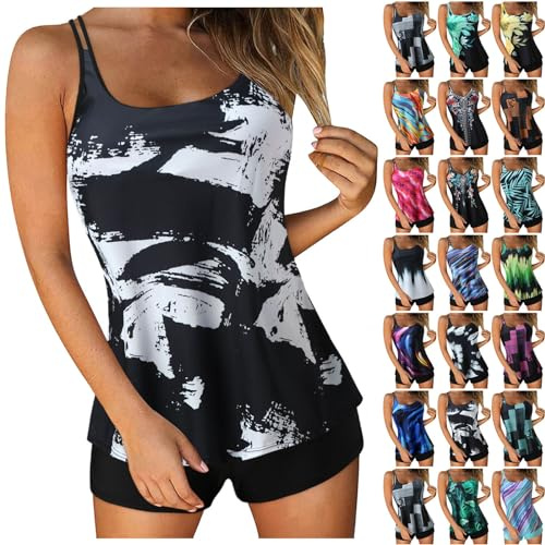 Maillot De Bain Femme 2 Pieces Tankini Grande Taille Ensemble Maillot De Bain Taille Haute Amincissant Ete Swimwear