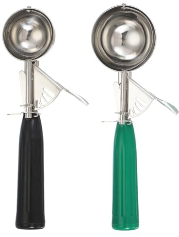 sourcing map 2 Pcs Cookie Scoops, Ice Cream Scoop with Trigger for Baking Cookie Dough Rice Pudding Kitchen Gadget, Black, Green