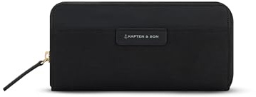 Kapten & Son Geldbörse Damen | Bergen Pro Wallet Large All Black | Damen Portemonnaie Groß Schwarz | Geldbeutel mit 14 Kartenfächern & Kleingeldfach | 10x 20x3 cm