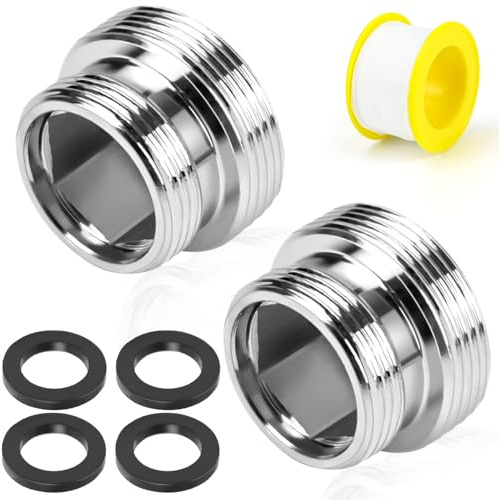 CONJURAIDE 2 Stück Wasserhahn Adapter M20 auf M22, Außengewinde Gewindeadapter Wasseranschluss Schlauch Adapter Aufsatz mit Dichtung und Gewindedichtband Wasserhahnadapter für Wasserfilter Wasserhahn