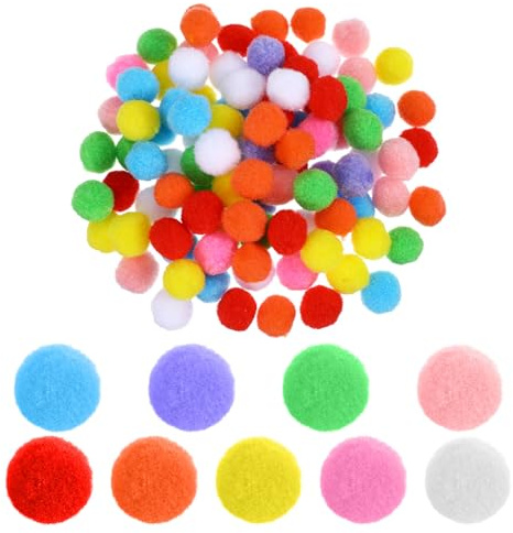 Tyqour Mini pompones de colores, 100 unidades de pompones de colores para manualidades, bolas de fieltro coloridas, pequeñas de 20 mm, pompones para manualidades para niños, pompones de colores para