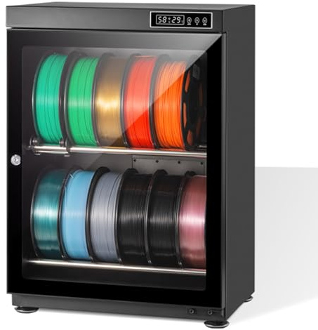 Secadora de filamentos 3D, deshidratadora de filamentos for Impresora 3D con Control automático de Humedad (HR15-HR60%), for PLA, ABS, PETG, Nailon, TPU y PC. Admite hasta 10-12 Rollos de filamentos