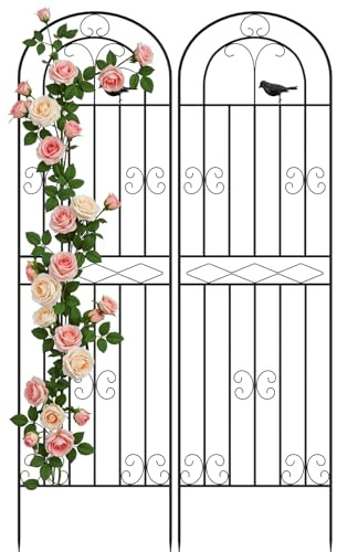 Bamworld Traliccio per Rampicanti in Metallo Antiruggine, Supporto Piante Rampicanti per Rose Clematis Cetrioli, Decorativo per Giardino Cortile Prato, 180 x 50 cm, 2 Pezzi