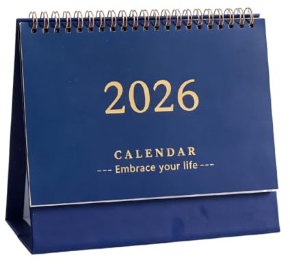 ZORVYN 1 Stück Tischkalender 2025-2026, Kalender 2026, Stehkalender Schuljahr 25/26, Monatskalender Stehkalender 2026, Tischkalender 2026 zum Aufstellen für Büro, Zuhause, Schule