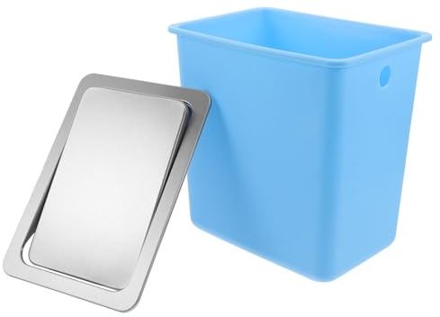 Angoily Contenitore da Incasso in Acciaio con Coperchio a Cestino da Banco Rettangolare Piccolo per Cucina e Ufficio Soluzione Integrata per Ripiani da Lavoro con Controllo Odori