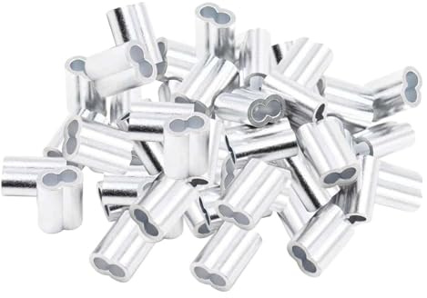 WNDUOKXH Abrazaderas de doble orificio con manguito de aluminio (paquete 100) que brindan seguridad y confiabilidad en sistemas cables acero. Manguito bucle engarce aluminio para cables