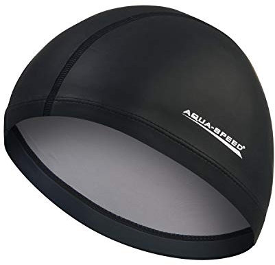 Aqua Speed Badekappe Damen & Herren | Badehaube Schwimmen | Schwimmmütze Frauen | wasserdichte Schwimmkappe Männer | Schwarze Bademütze | Swimming Cap Black | Silikon-Latex | schwarz | Best