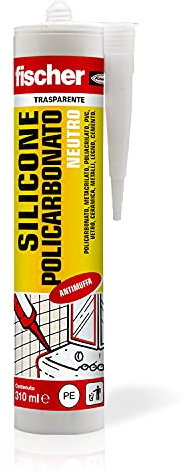 Fischer Silicone Sigillante per Policarbonato SNP 310 Trasparente, Neutro, Antimuffa, Multiuso per Superfici Plastiche, Calcestruzzo, Vetro, Senza Solventi, Inodore, Uso Esterno/Interno, 9384