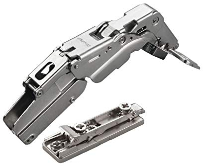 2 x Salice Topfband 155° Serie 200 Bohrbild T45 Innenanschlag inkl. Linear-Montageplatte Höhe 6 mm mit vormontierten Euroschrauben und Exzenterverstellung Topfscharnier von SO-TECH®