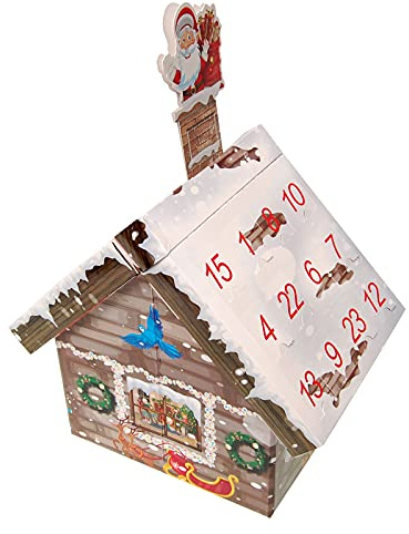 Krebs Glas Lauscha - Weihnachtsdeko/Baumschmuck - Adventskalender 24 Anhänger aus Glas - Motiv: 3D Adventshaus - Größe der Anhänger: ca. 4 - 5 cm