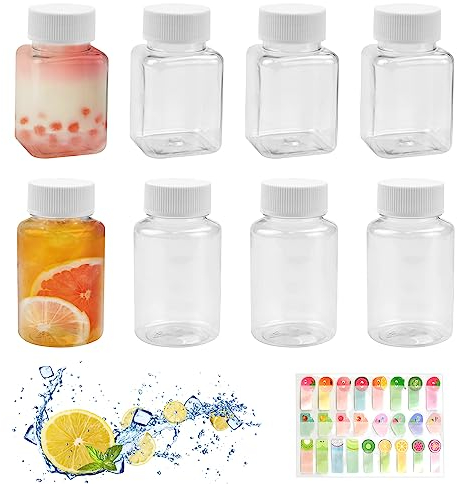 LIMITADA 8 Stück Ieere Plastikflaschen zum Befüllen Milchflaschen Kunststoff Wasserflaschen Saftflaschen Getränkflaschen 100ml Nachfüllbar Kunststoffflaschen mit Schraubdeckel für Milch Säfte Wasser