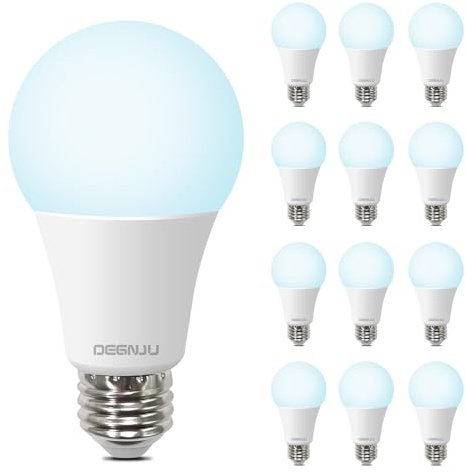 DEGNJU LED Light Bulbs, 100 Watt Equivalent LED Bulbs A19, 5000K Daylight Light Bulb, 1500 Lumens, E26 Standard Base, Non-Dimmable, 13W Bright White LED Bulbs for Bedroom Home Office, 12 Pack