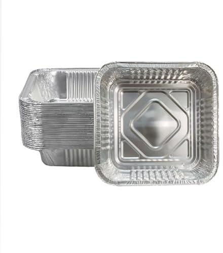 Non-Stick Disposable Air Fryer Aluminum Foil Liners Square 50PCS, Oil-Proof Aluminum Foil Tin Box Also for Steamer Basket Instant Pot Oven & Grill (9 * 9 Inch-Square)