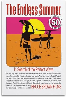 Polina Filmposter The Endless Summer auf Leinwand, Wandkunst, Dekoration, Wohnzimmer, Schlafzimmer, Dekoration, Poster, 20 x 30 cm, ungerahmter Stil