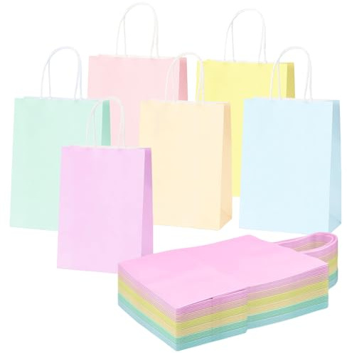 30 Borse regalo in carta pastello di colori misti e kraft per bambini e adulti, festa di compleanno con macaron, caramelle e dolci