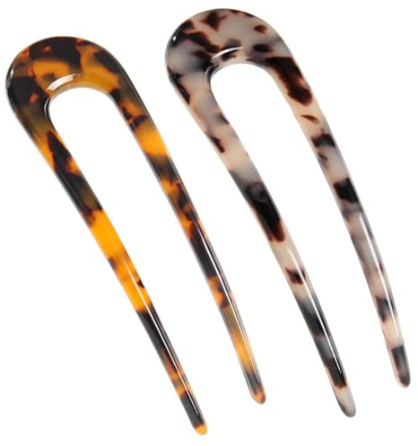 Aczyqws Lot de 2 fourchettes à cheveux françaises pour cheveux torsadés français en forme de U - 2 broches - Épingles à chignon pour femme