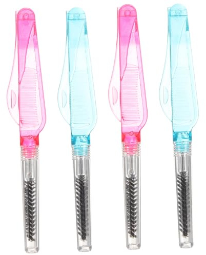 Homoyoyo 4 Stück Faltbare Kleine Wimpernbürsten und Kämme Tragbar 2-in-1 Wimperntrenner für Präzises Make-up Professionelles und Privates Beauty-tool Zufällige Farbe