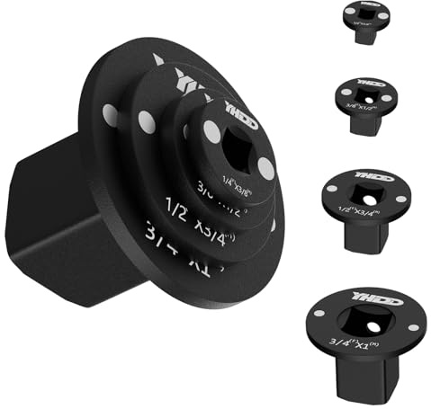 Low Profile Impact Socket Adapter Set, Drive Ratchet Adapter Set 1 to 3/4, 3/4 to 1/2, 1/2 to 3/8, 3/8 to 1/4 Magnetic Design, Works with Sockets/Wrenches/Cordless Drills 4PCS