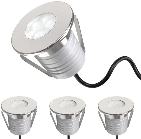 GUODDM Faretto A Bassa Tensione da 3W - Luce LED da Incasso A Pavimento 12/24V, Faretto per Piscine Impermeabile IP68 E Dimmerabile, Ideale per Illuminazione Subacquea(Warm White 3000k,12V)