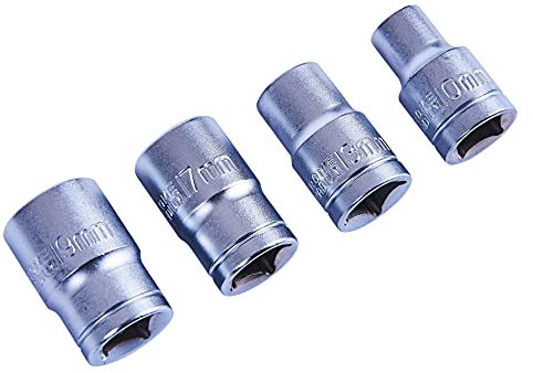 Am-Tech - Set composto da 4 chiavi a bussola da 10/13/17/19 mm in acciaio cromo vanadio, finitura sa