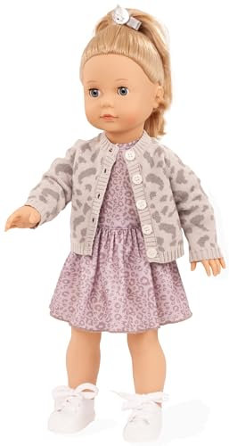 Götz 2590339 Precious Day Girls Jessica Graue Katze Puppe - 46 cm große Stehpuppe mit blonden Haaren, Blaue Schlafaugen in 7-teiligen Set