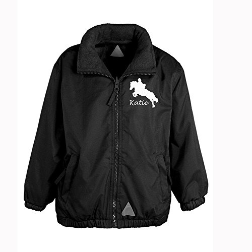 Luvponies Veste d'équitation personnalisée pour fille (Noir, âge 7-8 ans)