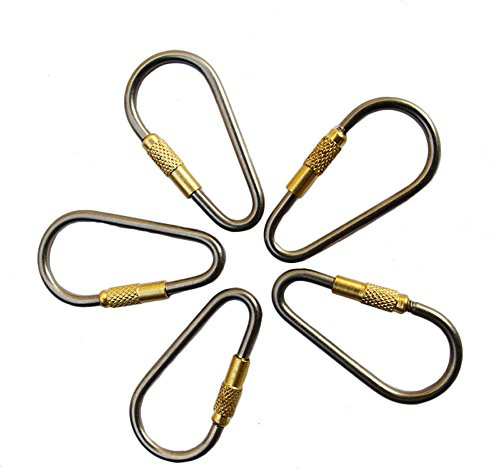 EKLOEN 5pcs MINI Titanium Locking Carabiner, Perfect D-Ring for Outdoor and Indoor Use