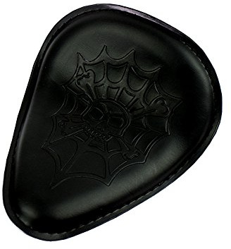 HDBUBALUS Motorrad-Solositz, Leder, Totenkopf, Fahrersitz für Harley, Honda, Yamaha, Kawasaki, Suzuki (schwarz)
