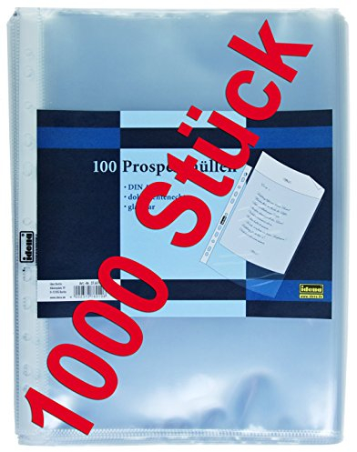 Idena Prospekthüllen DIN A4 , dokumentenecht (1000 Stück, glasklar)