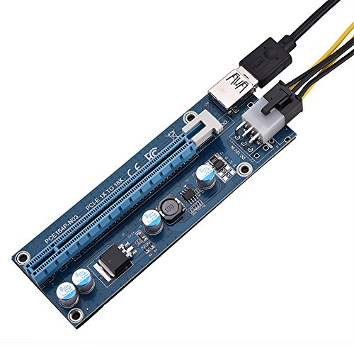 Richer-R PCI-E 16x Riser Adapter, PCI-E to PCI Express16x Extender Riser Adapter with 6-Pin SATA Power Cable, GPU Riser Adapter Card for Multi-Graphics Card, Blue