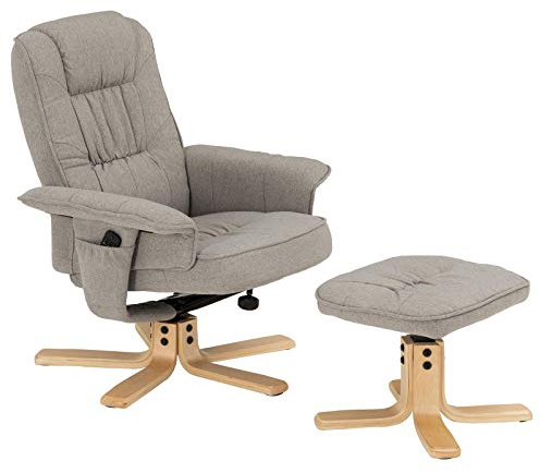 IDIMEX Relaxsessel Charly mit Hocker drehbar neigungsverstellbar grau [Max. Belastbarkeit 100 kg] für Wohnzimmer, TV-Sessel Fernsehsessel mit Liegefunktion Polstersessel und Hocker