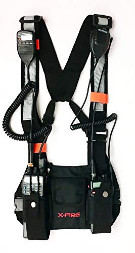 X-Fire Arnés Reflectante de Doble Radio portátil de 3 m para el Pecho, Chaleco con Soporte Frontal para walkie Talkie bidireccional, GPS, Bombero, EMT, SAR, búsqueda, Rescate, táctico, refinerías
