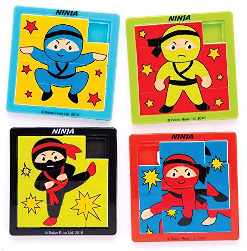Baker Ross AW670 Ninja-Schiebepuzzles, Packung mit 4 Stück