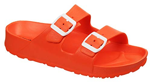 Ladies & Girls Slip On Summer Sandals - FLIP Flop Sliders by MIG (4 UK, Coral/Orange)