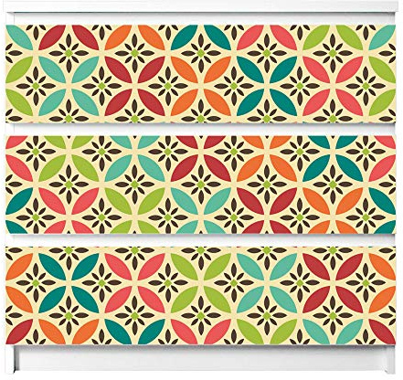 banjado® Möbelfolie selbstklebend für die IKEA Malm Kommode 3 Schubladen - Schrankfolien selbstklebend mit Motiv Diamant Muster/Möbelfolie Malm für Kinder