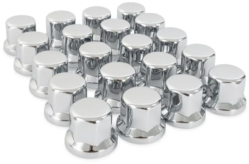 Easy Link 100x Radmutterkappen 32mm Chrom Radmutterschutz Radkappen Felgenkappen für LKW Anhänger Lastwagen Radschraubenkappen